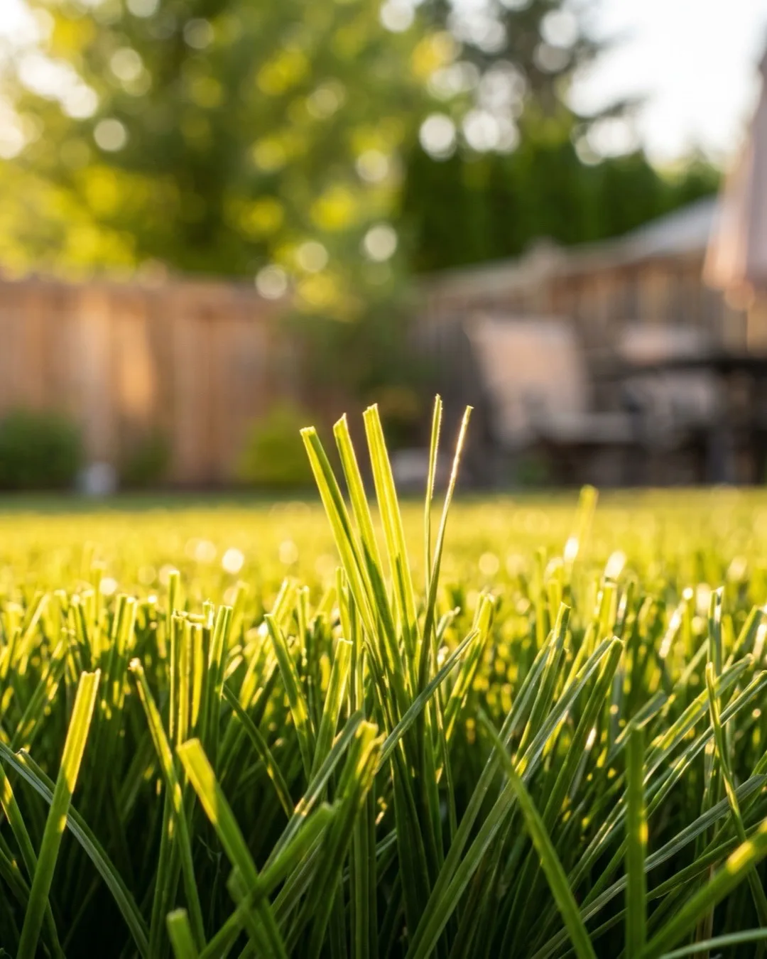 Turf blades in golden light